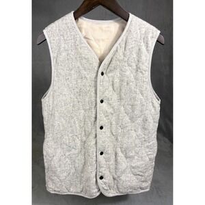 Suitsupply Mens Wool Blend Quilted Bodywarmer Vest Reversible Gray Ivory     Med